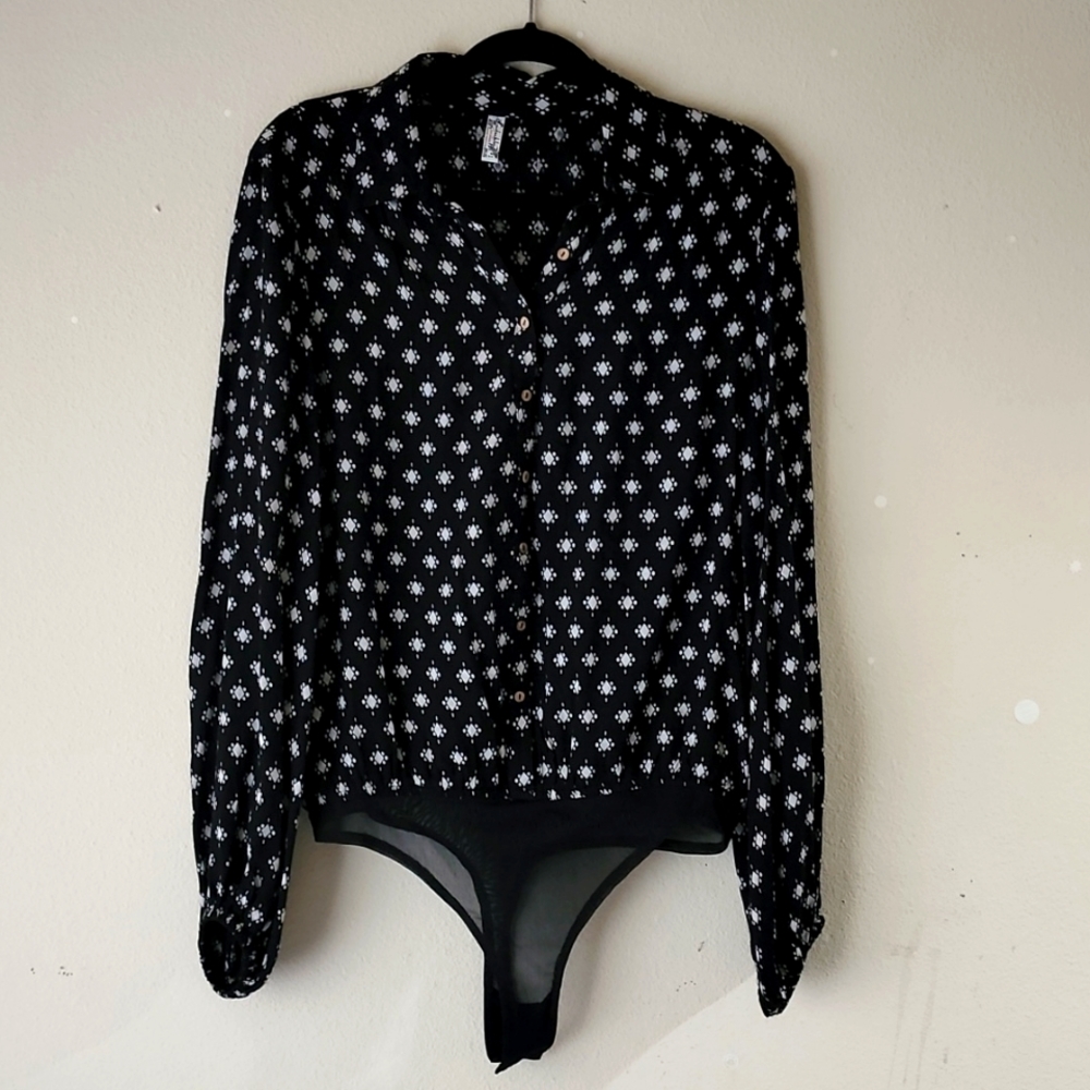 INTIMATELY by Free People, Button Up Bodysuit Blouse, Size M
